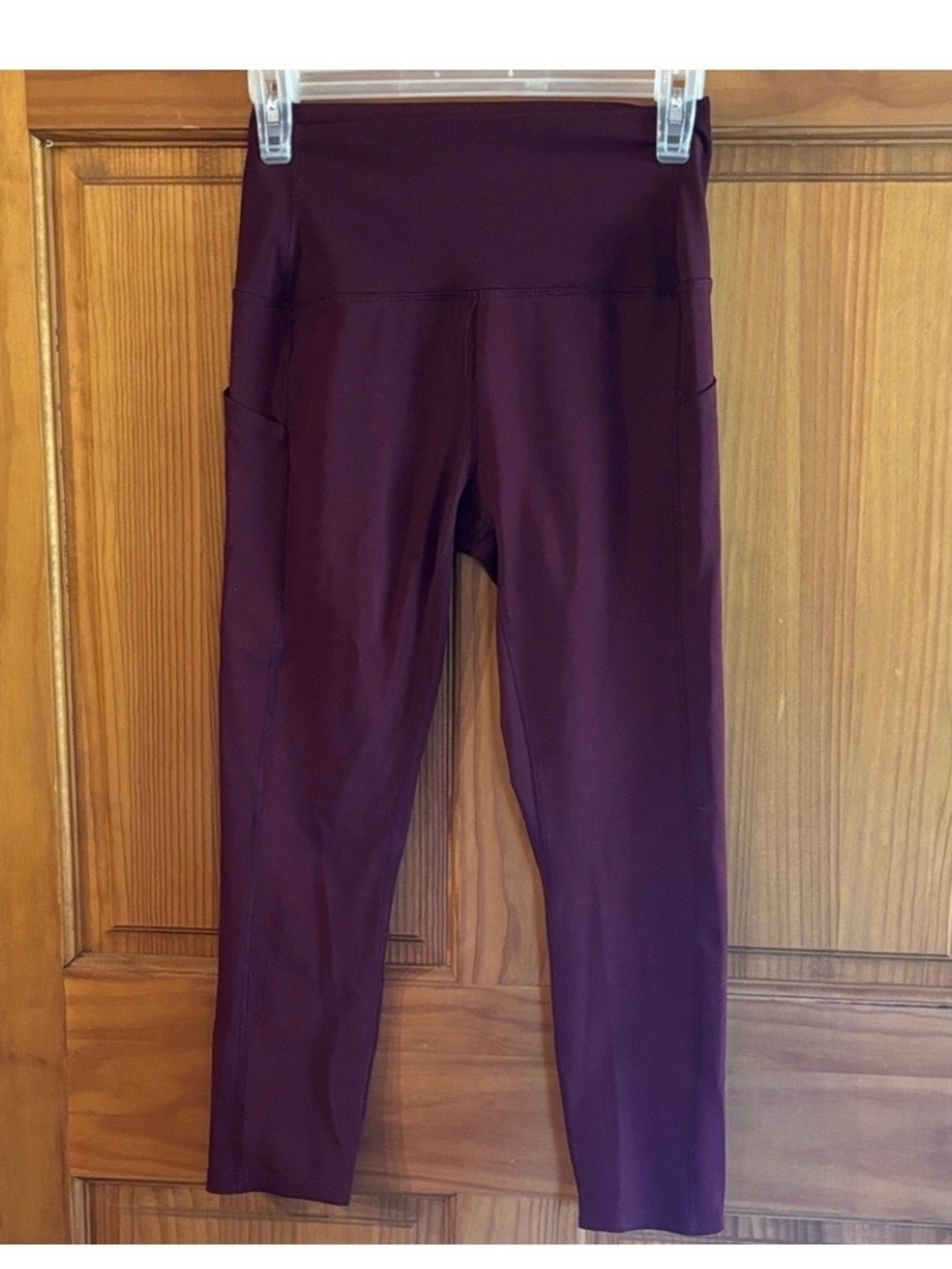 Reebok High-Rise Plum Leggings with Side Pockets